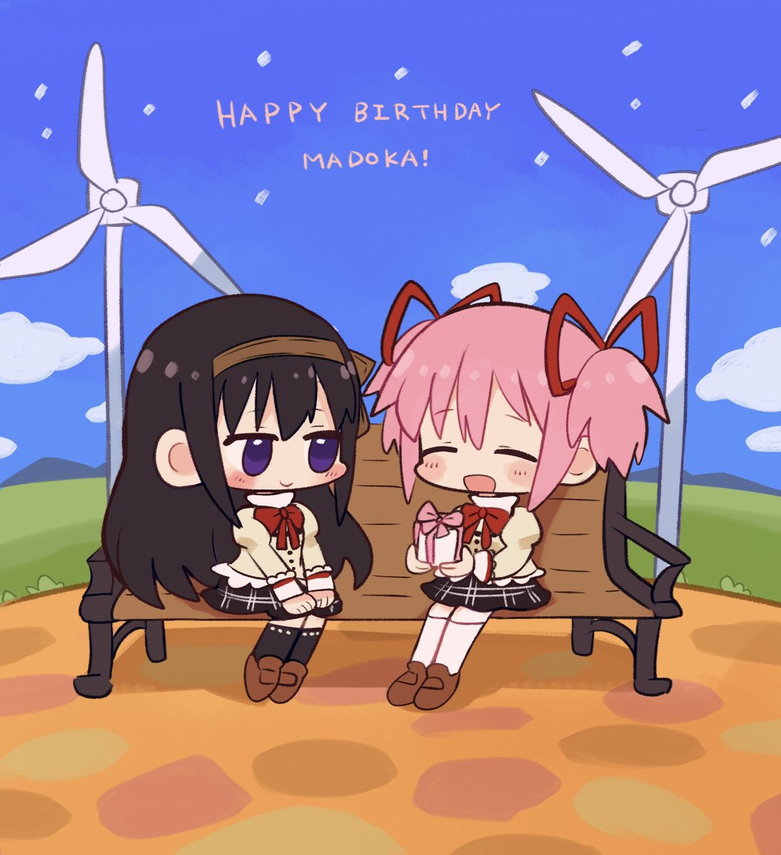 suzuronn's tweet photo. 遅刻！まどか誕生日おめでとう…💝🍰🎈
あの庭で
#まどか誕生日おめでとう https://t.co/L6KlSeboET