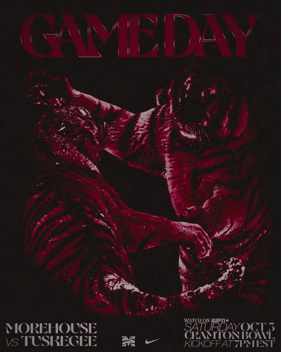 MorehouseFB's tweet photo. Business trip

@ Tuskegee
⏰ 7:00 PM EST
📍 Crampton Bowl
📺 ESPN+

#TheHouse | #EarnedNotGiven https://t.co/xSQR3KaV7O
