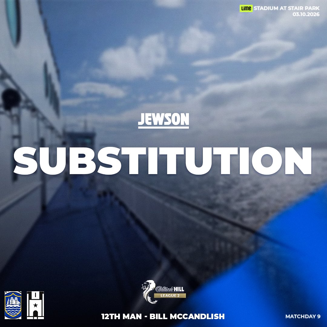 StranraerFC's tweet photo. 66’ | STR 0-0 EDI

Blues change, sponsored by @Jewson 🤝

⬅️ Traynor
➡️ Stuart https://t.co/183ytWxJjw