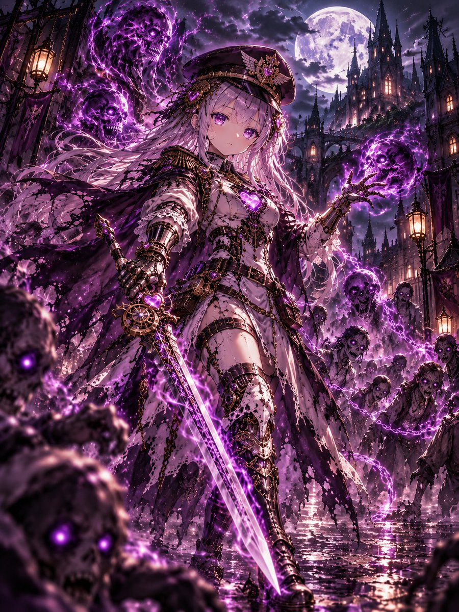 YuesatoCharon's tweet photo. 死者を率い、剣を掲げる。
魔は跪き、闇は彼女に従う。

村人はゆっくりと歩く。
意思など、もう必要ない。

命令は一つ。

――従え。

月下、彼女だけが
死と生を支配する。

#AIイラスト⚙️#AIart⚙️ https://t.co/XvYEkgWxLX