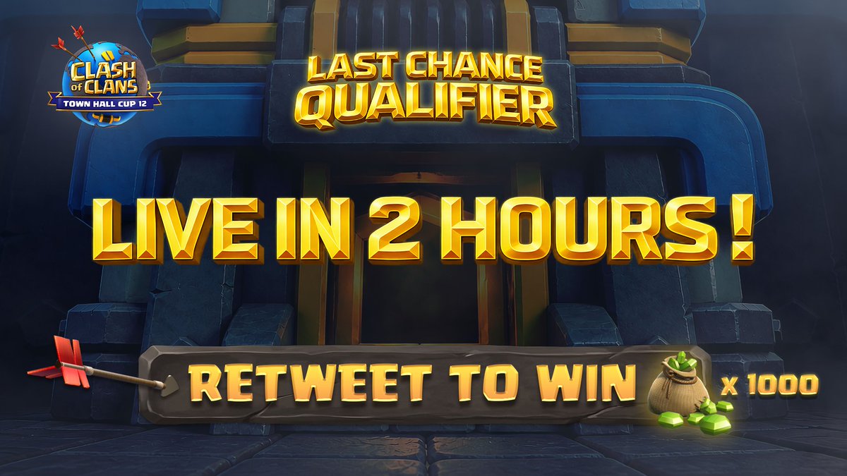 CoCEsports's tweet photo. ⌛️  2 HOURS until the TH 12 LCQ show!

📺 https://t.co/fH8bM1IEXy

🔁  RETWEET this post to spread the HYPE, and a chance to win 1,000 gems! 💎 https://t.co/QkNdI6W5ls