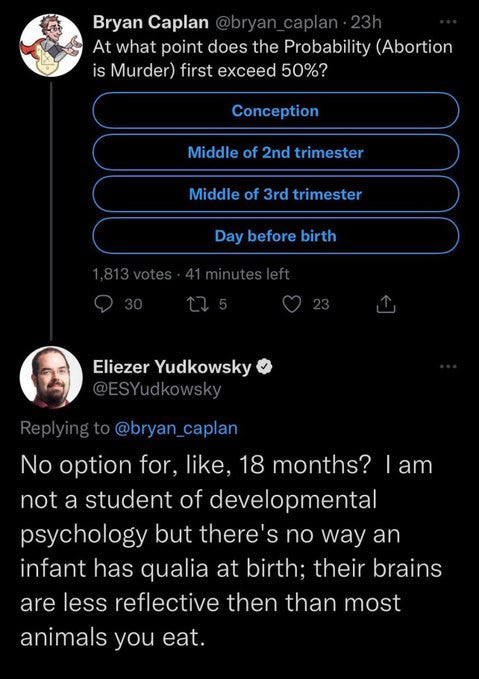 Austen's tweet photo. Sorry, if you look at a newborn infant and don’t instantly recognize it as a “person,” I’m not interested in what your opinions of consciousness and “personhood” are.

Your judgement and analysis are fundamentally (and likely irreversibly) broken. https://t.co/iGbn3nK5rl