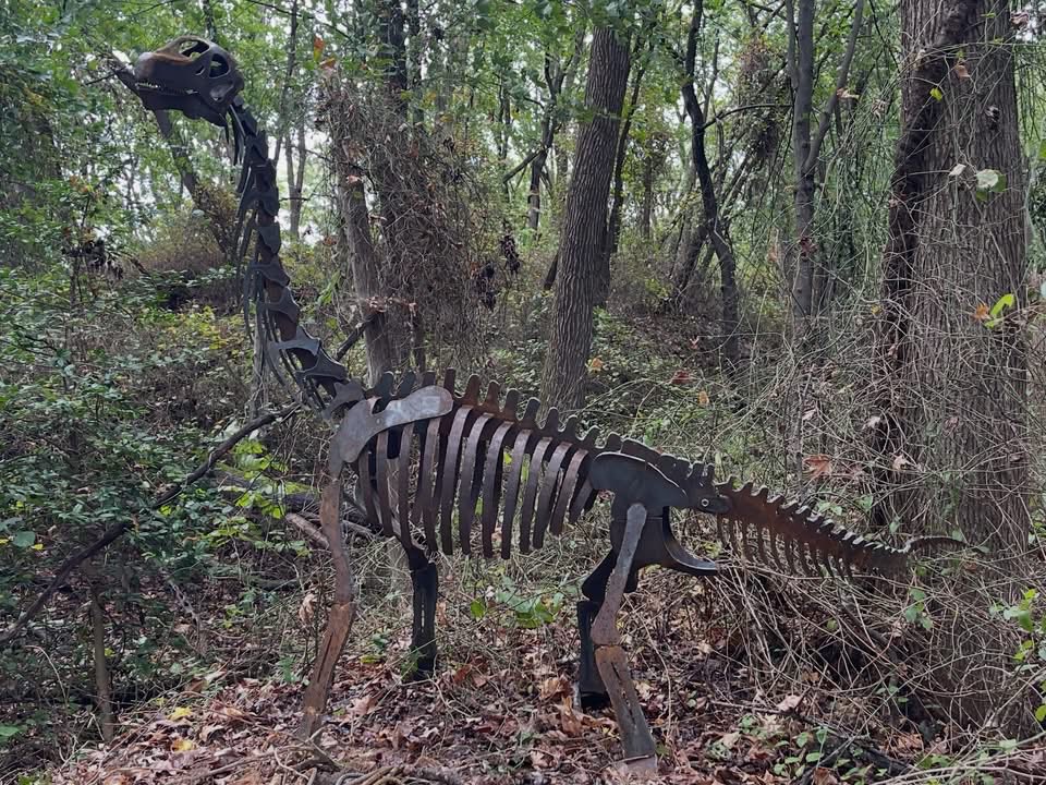 Cretaceous_Dave's tweet photo. Sculptures on the Discovery Trail at Dinosaur Park in Laurel, MD. Opens today. https://t.co/enXJoRYvMH