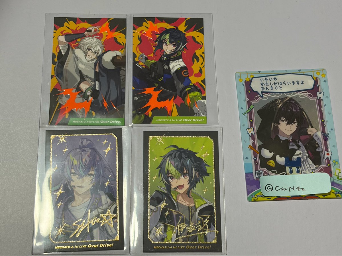 CsuN4z's tweet photo. 【交換】にじさんじ MECHATU-A めちゃつえー 1st LIVE Over Drive! ランダムカード チェキ

譲→画像1枚目
求→画像2枚目🤝
希望数集まりましたら、友人分🌩 🦒各1希望しております。

纏めての交換優先、郵送希望。
検索からもお気軽にお声掛けください。 https://t.co/JLZWSV9uam