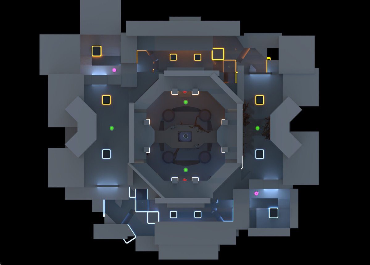 Z_SweLL's tweet photo. #Blocktober Day 3: Iteration

Your first blockout probably isn’t going to be right.

And that’s the point.

This is Containment, a symmetrical combat map I designed. The first version started as a simple sketch on paper. From there, I built it in-engine, played it, found problems, and iterated.

The layout changed. Cover moved. Routes were adjusted. Sightlines were opened and closed. Spaces were resized.

The final result looked very different from that first sketch, but the core idea remained.

Good level design isn’t about getting the blockout perfect on the first try. It’s about building something, testing it, learning from it, and iterating until the space starts doing what you want.

Don’t be afraid to throw your first version away. It’s doing its job if it teaches you what the second version needs to be.

Portfolio link: https://t.co/6LfWiXGjr5

#LevelDesign #GameDev