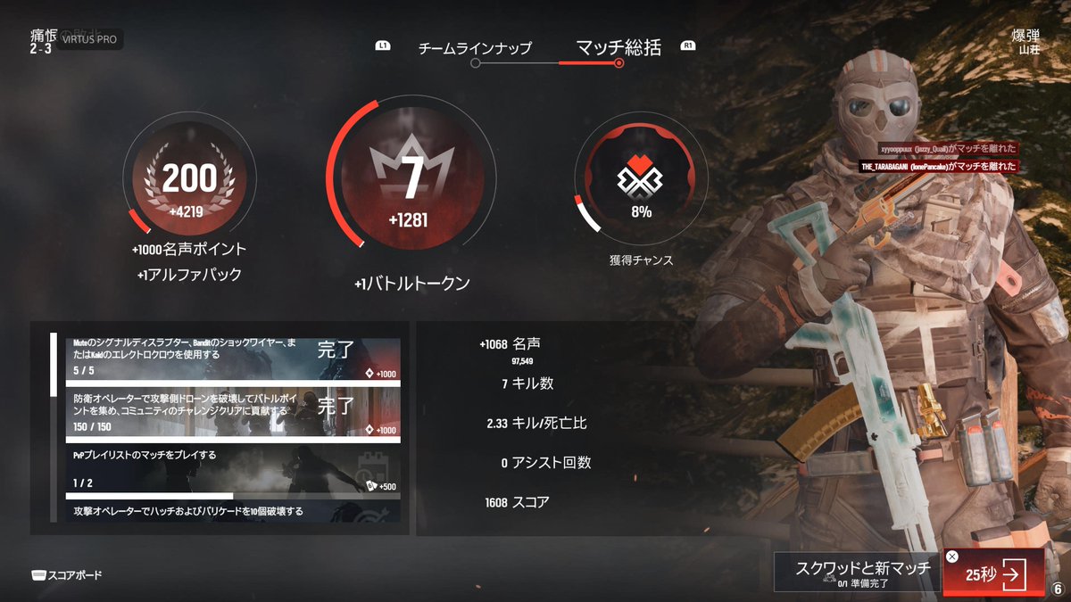 tomarian_Twitte's tweet photo. #R6S 200Lv達成 https://t.co/aoxWOy7ZbZ