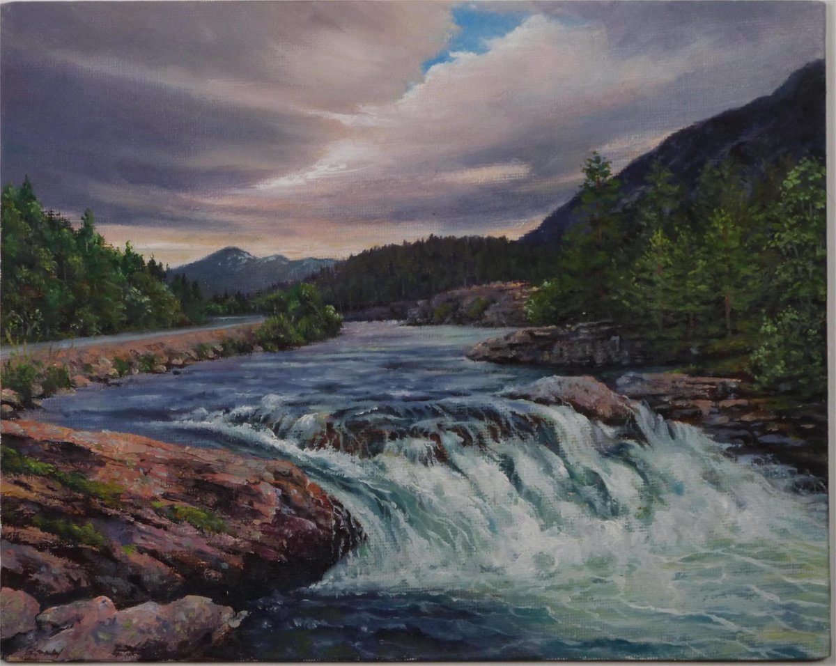 sc_artworks's tweet photo. This is an oil painting on board of a beautiful little spot on the river Rauma, near Trollvegan in stunning #Norway https://t.co/V92AZwEUvb https://t.co/4UZqi2z5Pj