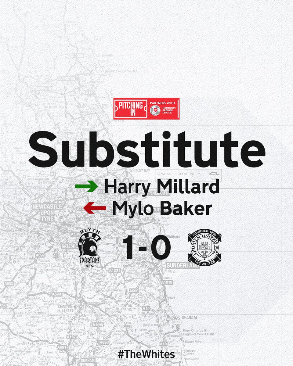 LincolnUnited's tweet photo. Millard comes on for Mylo. 🔄

⌚️ 86’ | 🟢 1-0 🔴 | #TheWhites 🤍 https://t.co/fwVbuQiOGx