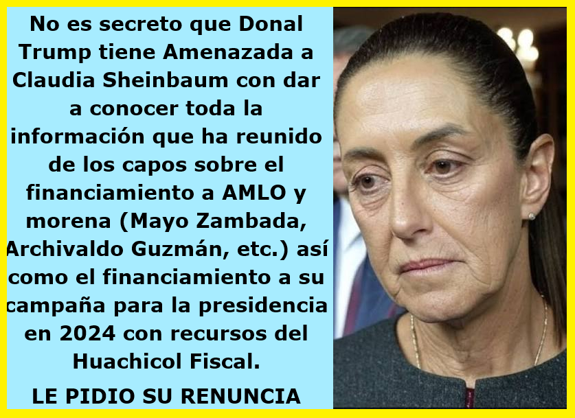 edubacio's tweet photo. .
Trump a callado toda la información que ha reunido, sobre el Narco Estado Mexicano (Época de morena)
Le pidió a Claudia su RENUNCIA para antes del 12 de Octubre, de lo contrario lo dará a conocer y ejercerá toda la presión de su Gobierno contra AMLO, Claudia y Morena Pronto FIN https://t.co/tA1mJQjLOB