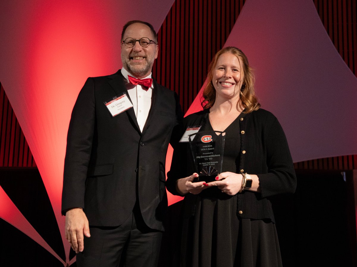 SCSUGrad's tweet photo. Congratulations again to all the @stcloudstate recognition award honorees who were celebrated at the #OurSCSU Gala during #Homecoming! Follow our page to learn more about each of the award winners in the coming weeks! #Homecoming2026 https://t.co/d8XGV5iPsp