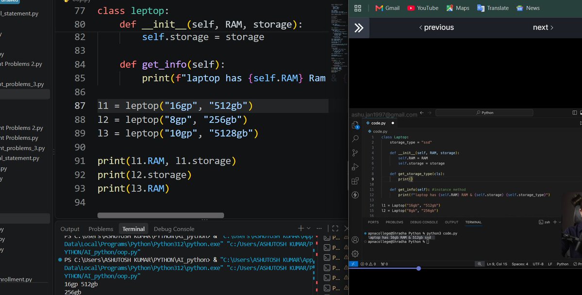 codeak07's tweet photo. Day 34 🚀
Today I explored OOP in Python:
→ Classes & Objects
→ class and Instance attributes
→ Methods
→ Class methods & constants
Building a stronger foundation in OOP, one concept at a time. 🐍💻
#Python #OOP #CodingJourney #100DaysOfCode #CodeAK https://t.co/BCznt6XU8M