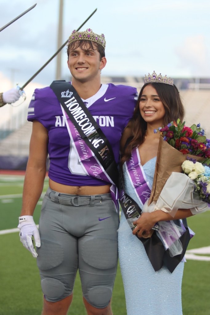 AngletonHS's tweet photo. Congratulations to our 2026-2027 Homecoming King and Queen: Wyatt Neyland and Marina Sanchez!! 💜👑 https://t.co/X9kSJGeuA0