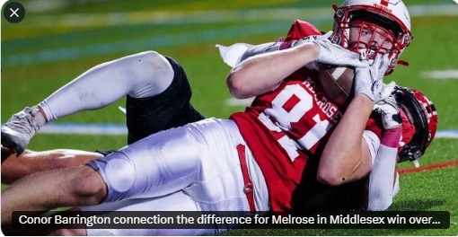 ConorBarrington's tweet photo. Honored to be featured in the @BGlobeSports
write-up by @BradJoyal after last night’s win. Great team effort.  Back to work.  

Conor Barrington
True 2029 | TE | Melrose HS (MA)
6'4" 220 lb
1 D1 Offer

https://t.co/hHD2UXLKSz

@AdamKurkjian @kstone06 @MHSathletix @MelroseFootball https://t.co/y9DErWJvpU