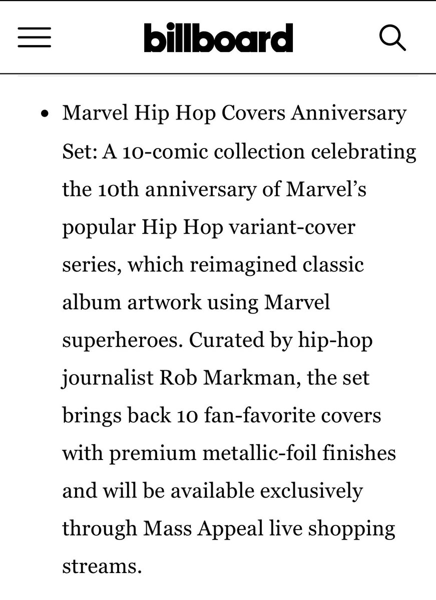 RobMarkman's tweet photo. Marvel Hip-Hop Anniversary Set
Curated by Rob Markman 
See y’all at New York Comic Con https://t.co/NTBW8sAnf8