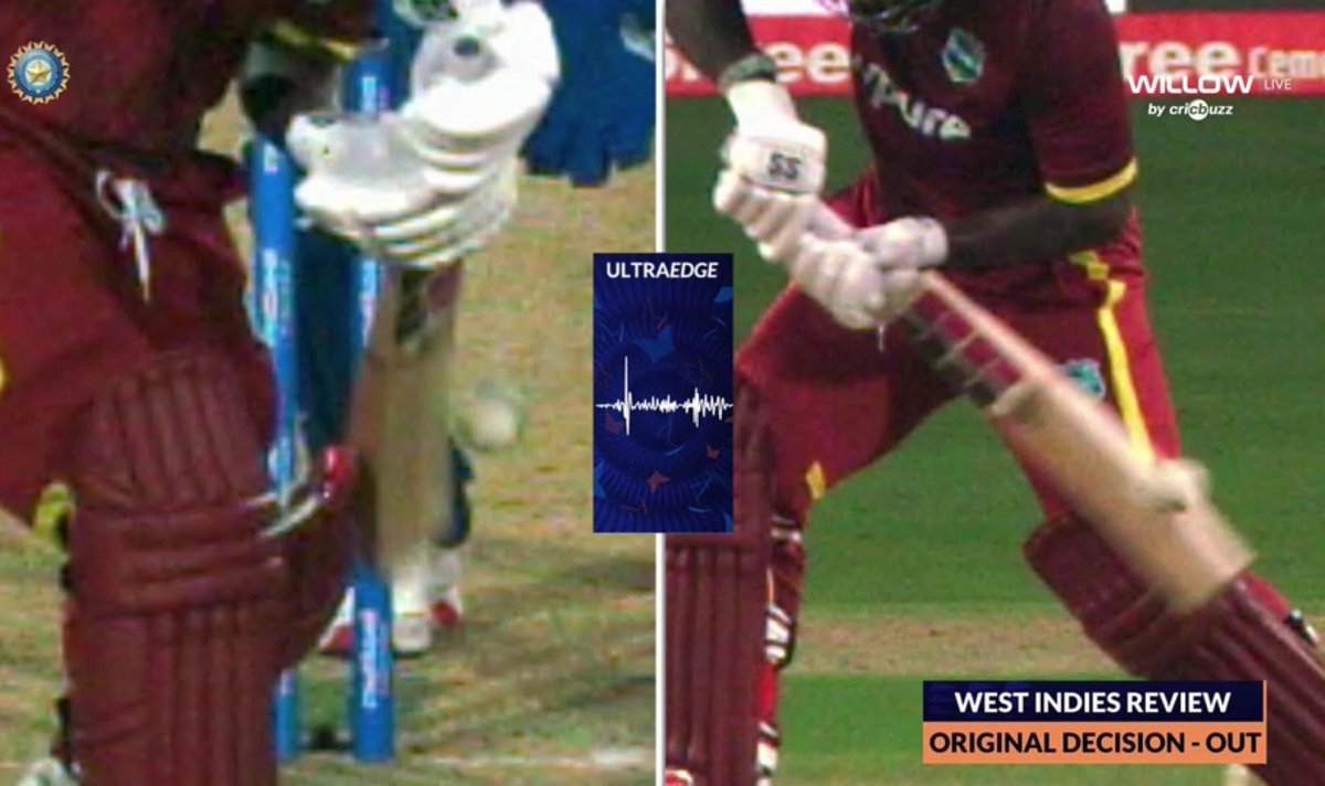 MaxiChronicles's tweet photo. Shameless BCCI is rigging matches even against weak teams like West Indies, Rutherford was clearly not out 😂 https://t.co/4yrlR6aI8s