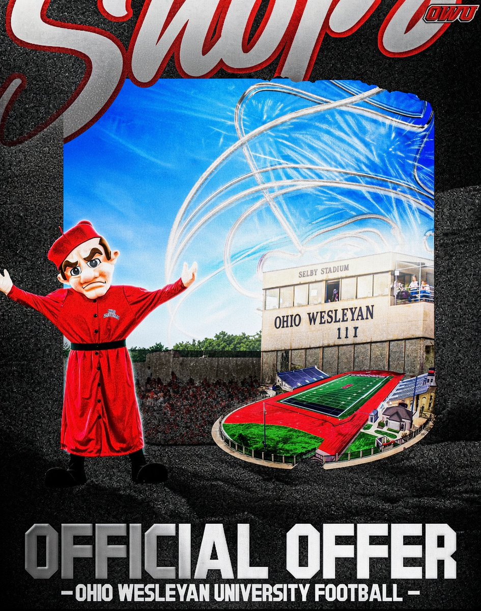 RobertGiles2027's tweet photo. I am excited to announce that I’ve received an offer from Ohio Wesleyan University! 
@Coach_Hornacek @ForrKaleb @GrandBlancFB @CoachTomWatts https://t.co/KD44DPN48x