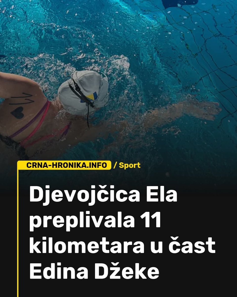 AminaSamira345's tweet photo. Simbolika koja ostavlja bez daha! 
Mala plivačica Ela Šehić (11) odlučila je na svoj način odati počast kapitenu Edinu Džeki – preplivala je čak 11 kilometara bez prekida za 3 sata i 40 minuta!
​Svaka čast na hrabrosti i snazi. Bosna i Hercegovina ima divnu mladost! 🇧🇦
#bosnia https://t.co/m0A80V92Ow