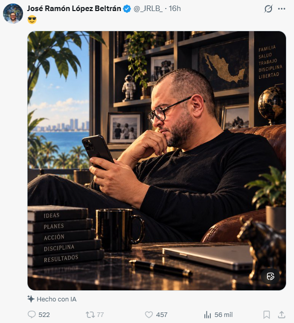 PFifiona's tweet photo. Esta imagen fue hecha con Inteligencia Artificial pero él se sigue viendo igual de pendejo. Tiene que recurrir a la IA para generar una imagen en donde esté trabajando... 🤦‍♀️ https://t.co/L4kwztEDdz