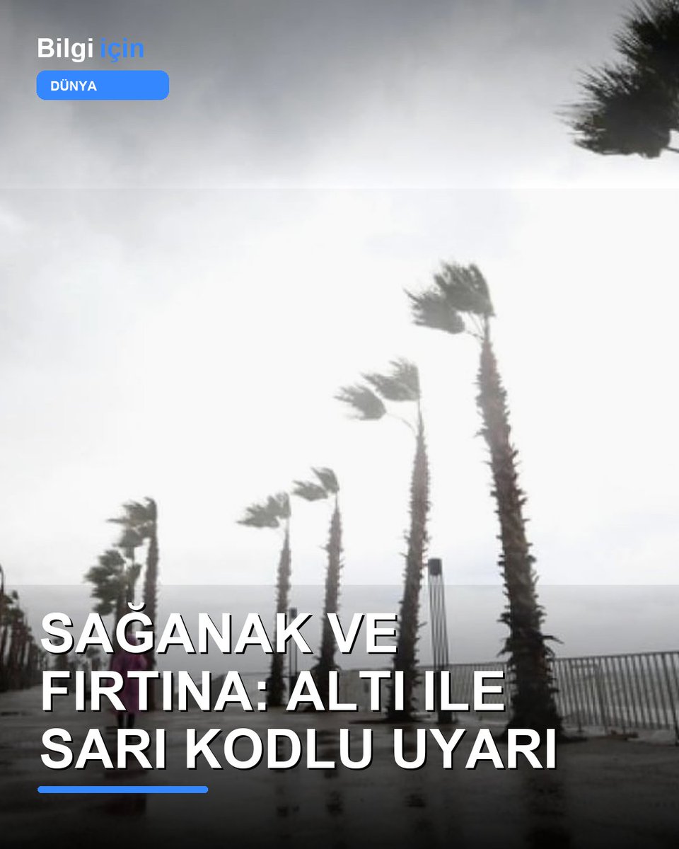 bilgiic1n's tweet photo. Sağanak ve fırtına: Altı ile sarı kodlu uyarı

🔴 Meteoroloji Genel Müdürlüğü (MGM), bugün (3 Ekim) dört ili fırtına, iki ili sağanak nedeniyle sarı kodla uyardı. Sağanak uyarısı Adana ve Hatay için yapıldı. Fırtına nedeniyle sarı kod verilen diğer illerin isimleri kaynak metninde paylaşılmadı.

MGM’nin sarı kodlu uyarısında hava durumu potansiyel tehlikeli olarak tanımlanıyor. Tahmin edilen meteorolojik hadisenin olağandışı olmadığı, ancak meteorolojik koşullardan etkilenebilecek faaliyetler konusunda dikkatli olunması gerektiği belirtiliyor. Böylece toplam altı il için sarı kodlu uyarı yayımlandı.

MGM’nin uyarı sisteminde yeşil kod, uyarı yapılmasını gerektiren meteorolojik bir hadise tahmin edilmediği anlamına geliyor. Turuncu kod, hava durumunun tehlikeli olduğunu ve hasar ile kayıpların oluşmasının muhtemel bulunduğunu ifade ediyor. Bu seviyede güncel meteorolojik koşulların ve tahminlerin takip edilmesi gerekiyor.

Kırmızı kod ise hava durumunun çok tehlikeli olduğu, son derece kuvvetli bir meteorolojik hadise beklendiği anlamına geliyor. Bu seviyede büyük hasar ve kayıpların oluşması muhtemel görülüyor. MGM, kırmızı kod kapsamındaki hadiselerin çoğu durumda geniş bir alanda hayatı tehdit edebileceğini belirtiyor.

#Bilgiİçin #Sağanak #Dünya