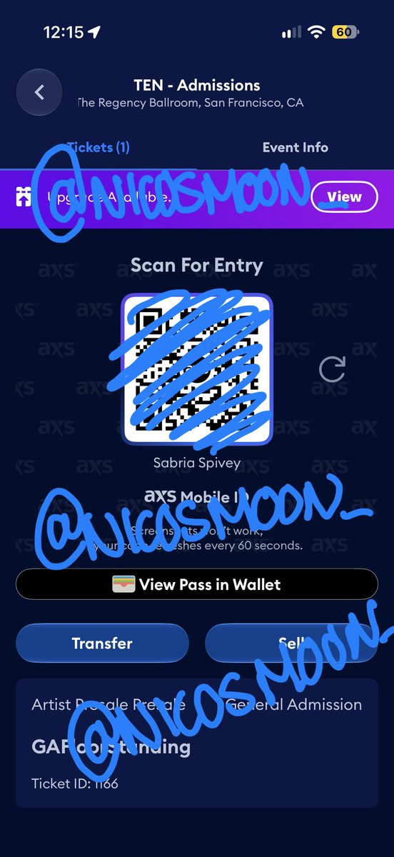 nicosmoon_'s tweet photo. WTS 1 SF GA ticket for TEN
Date: October 21, 2026 @8pm
Venue: The Regency Ballroom
Want: $60
DM me if interested!
#wtstenticket #wtsten #tenconcert https://t.co/9FdwIRApbF