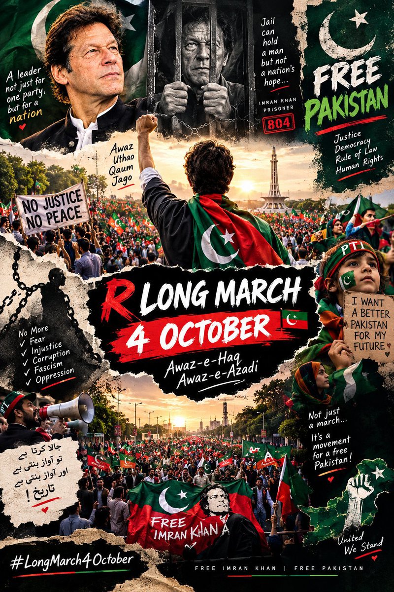 ToufeeqBaloch2's tweet photo. اکتوبر کو ہر شہر، ہر گلی، ہر چوک سے نکل��ا ہے۔
سر بکف، عزم مضبوط، مقصد ایک: حقیقی آزادی۔
عوام کا سمندر سڑکوں پر ہوگا۔
کوئی ہمیں روک نہیں سکتا۔
انشاءاللہ فتح پاکستان کی۔ 
#سر_بکف_میدان_میں https://t.co/MAIrlmtr3Z