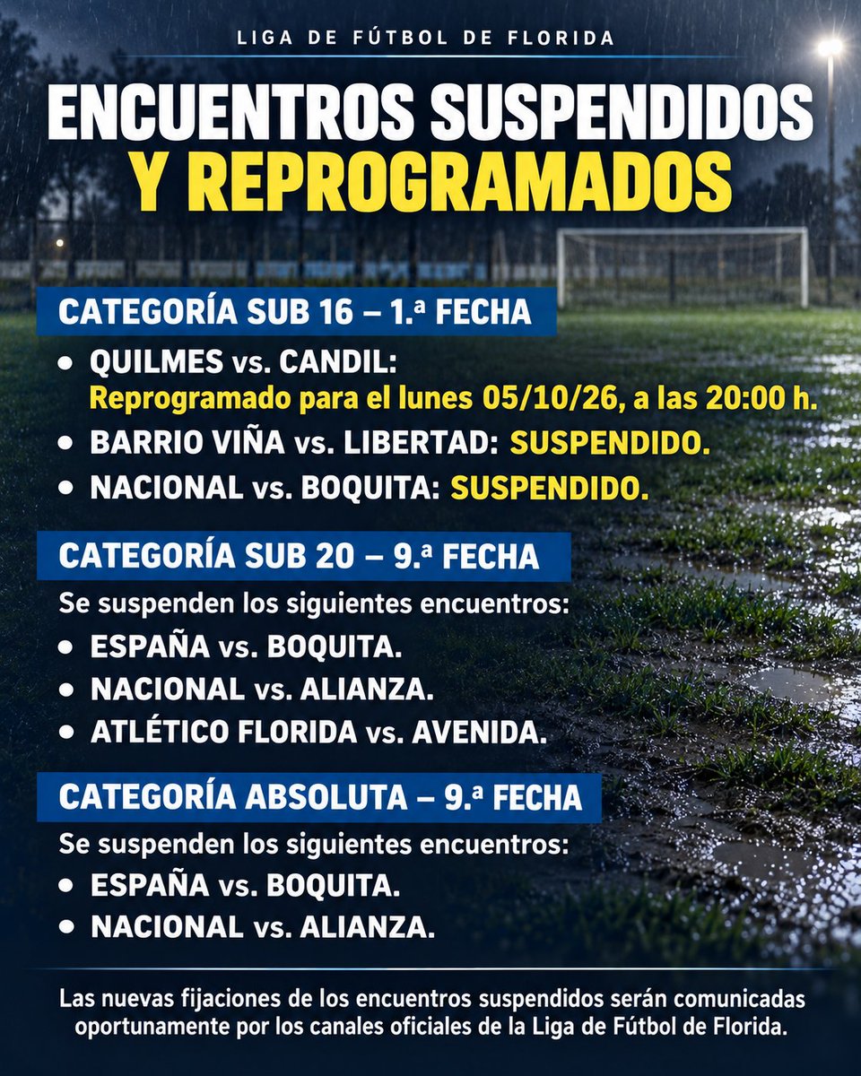 exitorama's tweet photo. Información actualizada de suspensión de actividades de la Liga de Fútbol de Florida https://t.co/K53sDyGwuN