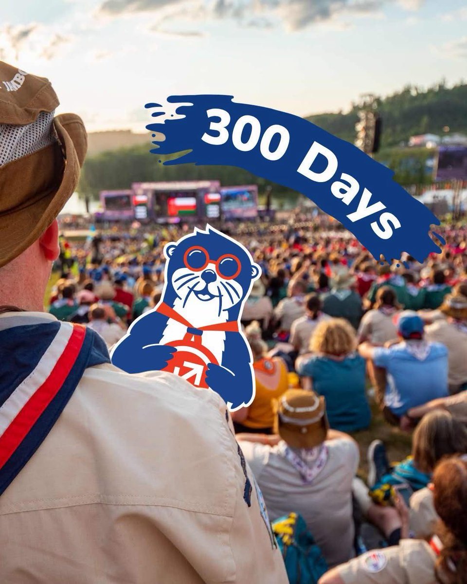 MerseysideScout's tweet photo. 🦦 300 DAYS TO GO! 🇵🇱

With just 300 days until the Opening Ceremony of the 26th World Scout Jamboree, we’re officially under a year to go!

The adventure is getting closer��� 👀

#UK26WSJ https://t.co/1zVFBBSFpF