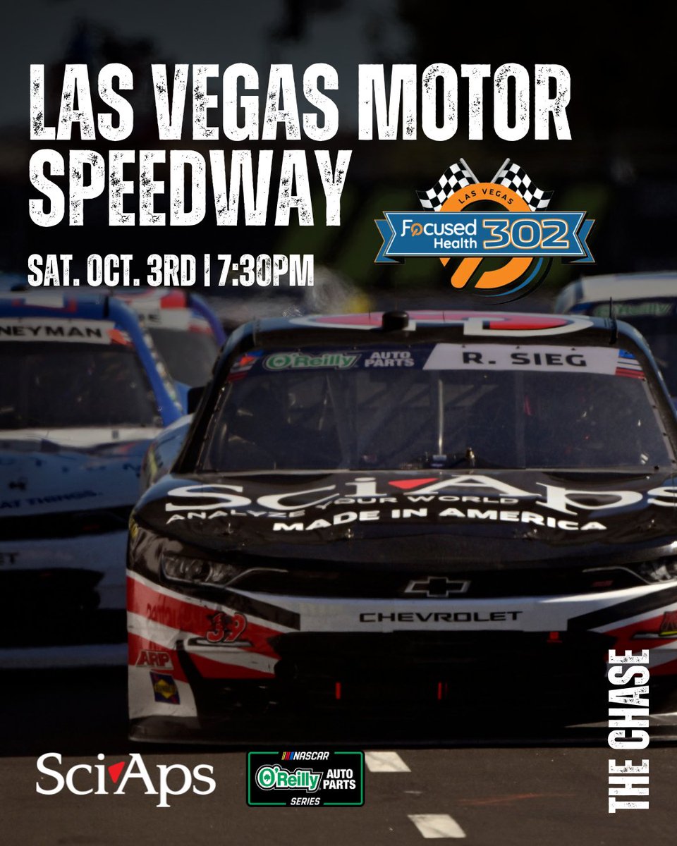 SciAps_Inc's tweet photo. We're heading to Vegas to take on the Focused Health 302  🏁

201 laps | 301.5 miles | 7:30 PM ET | Watch on The CW 📺 https://t.co/5aozpL5Ia6