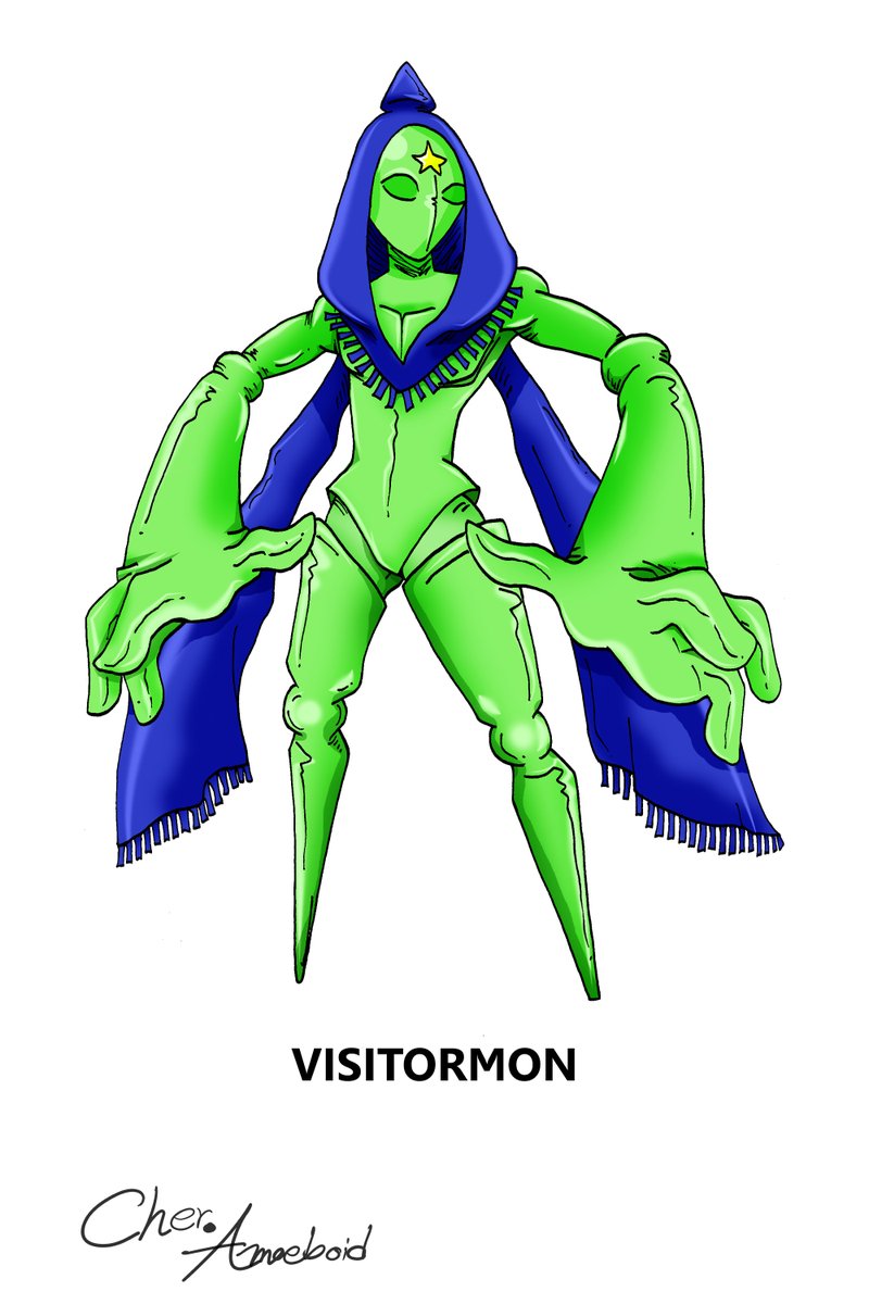 PRm4hWxdnCfBwft's tweet photo. Type: Space
Baby I: Momomon
Baby II: UFOmon
Child: Cosmomon
Adult: Visitormon
Perfect: Hieromon
Ultimate: Exaltmon
#Digimon #DigimonTamer #originalchacter #originalstory #characterdesign #Digifake #DigimonFan #AmoeboidServer https://t.co/FzyXEEijhN