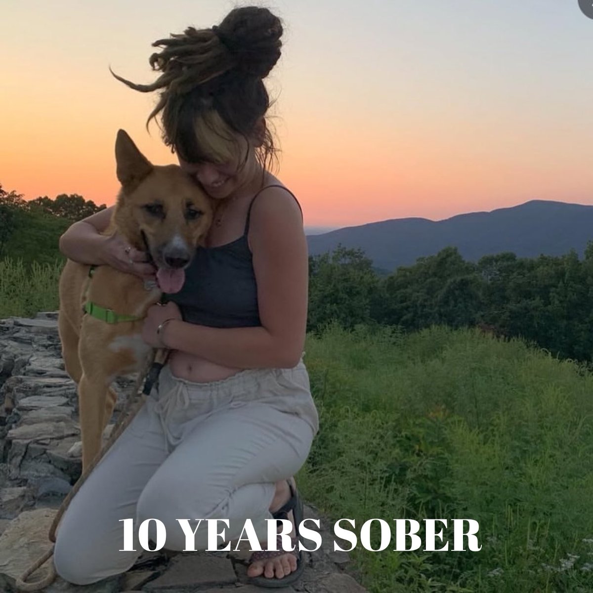 OpenlySober's tweet photo. Congratulations on 10 years of sobriety to Hannah! 🎉

“Today, I celebrate 10 years of sobriety.

I am full of gratitude — and also so incredibly sad that my dog Porter didn’t make it to this milestone with me. I genuinely would not be here today without him, and without SO many amazing humans who have believed in me, loved me, supported me, and helped me keep going. Thank you.

I’m pushing through some of the hardest months of my life right now, but if the last 10 years have taught me anything, it’s that I can keep going — and that things can get better.

I am not alone, and neither are you.

If you are struggling with substance abuse or your mental health, PLEASE reach out and ask for help. There are so many more recovery resources, communities, and support groups available today than there were 10 years ago when I first got clean.

Stop the stigma. Support your loved ones. Educate yourself. Carry Narcan. And remind people who are struggling that their lives are worth fighting for.

I dedicate this milestone to every person I have ever met, loved, and lost to the disease of addiction. I hope that by sharing my story, continuing to choose recovery, and staying clean, some small part of their memory can live on through me.

10 years. One day at a time.”