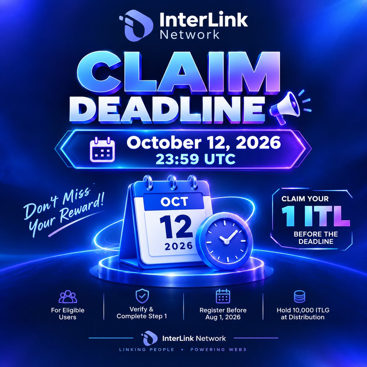 kanugula1984's tweet photo. Claim Deadline — October 12, 2026, 23:59 UTC.#InterLink #ITLG #ITL #InterLink https://t.co/JH0GyRiCqD