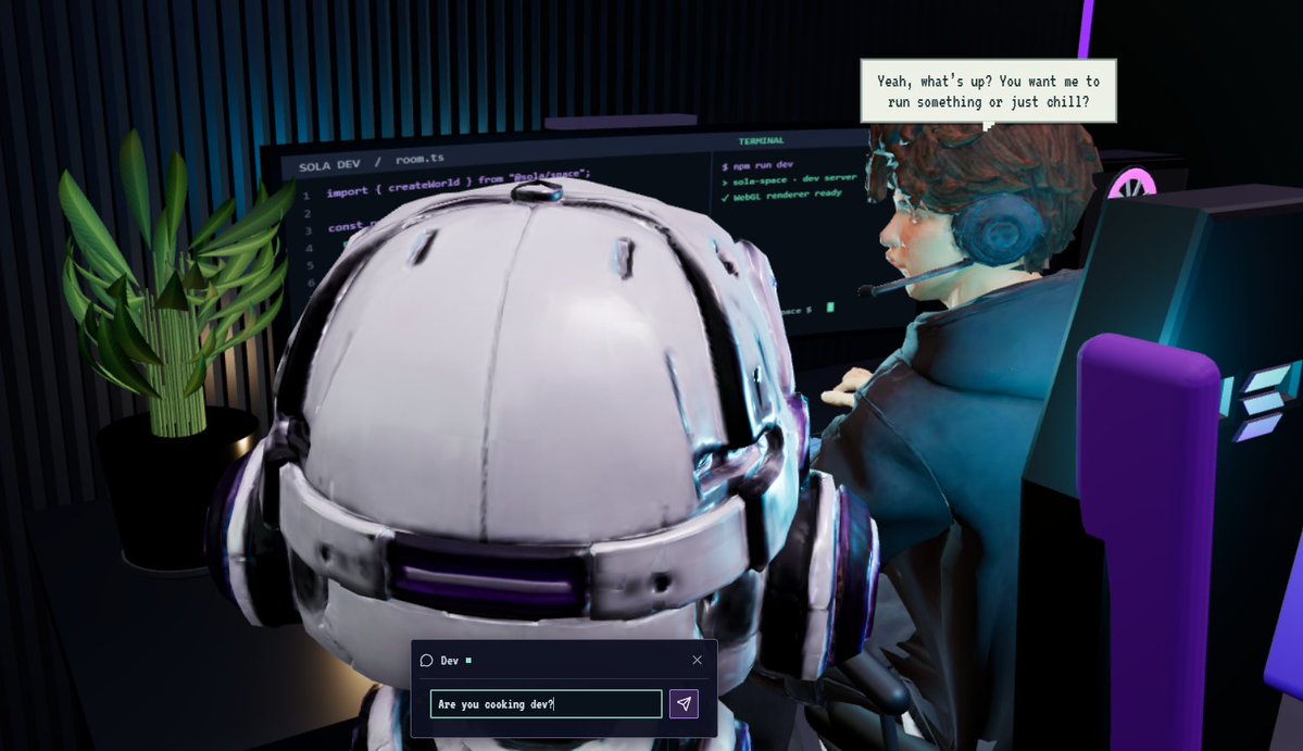 3Dsola's tweet photo. Dev is cooking. 

Even inside Sola, the work never stops. https://t.co/Th5UQd6q3Q