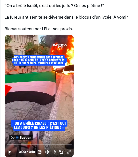 Jn_Dst's tweet photo. @MelineJun @Boulziii @RomainLanery Bardella est soutenu par les asso juive et les juifs

Tlm sait qui agresse les juifs, qui fait des salut nazi en manif

C'est LFI le parti de l'antisémitisme

D'ailleurs rapport enquête de 700 pages sur LFI et l'islamisme

bientôt la fermeture de cette secte devenue factieuse https://t.co/I3FUMgMZDY