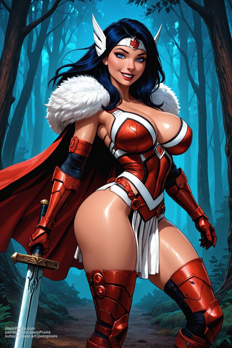 JoeinPixels's tweet photo. ⚔️🛡️ Asgardian Steel 🛡️⚔️

A shield-maiden of Asgard lowers her sword and lets her guard down deep in the forest - 201 pics + 5 videos now live on Patre0n!

Link in Bio

#aiart