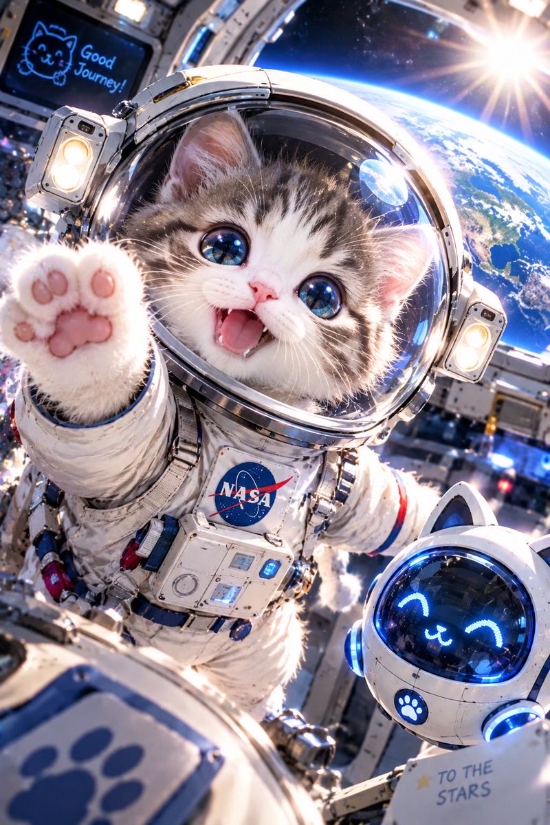 KKDragon39's tweet photo. AI創作✨
🐱『小さな宇宙飛行士、大宇宙へ』🪐

#AIart️️️️️️️️️️️️️️️️️️️️️️️️️️️️️️️️️️️️️️️️️️️️️️️️️️️ 
#AIイラスト 
#AI創作 
#猫 
#宇宙飛行士 https://t.co/iSozltU3ho