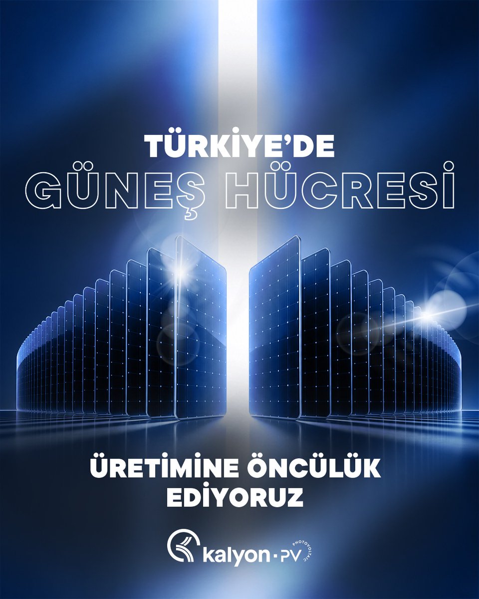 KalyonPv's tweet photo. Türkiye’nin enerji dönüşümündeki katkımızı artırıyoruz.

G12R TOPCONPlus üretim tesisimizle yıllık güneş hücresi üretim kapasitemizi 2,1 GW’a yükselttik.

Türkiye’nin son teknoloji güneş hücresi üretim gücüne güç katıyoruz.

EN

We are increasing our contribution to Türkiye’s energy transition.

With our G12R TOPCONPlus manufacturing facility, we have increased our annual solar cell production capacity to 2.1 GW.

We are strengthening Türkiye’s advanced solar cell manufacturing capabilities.

#KalyonPV #YerliÜretim #TOPCONPlus