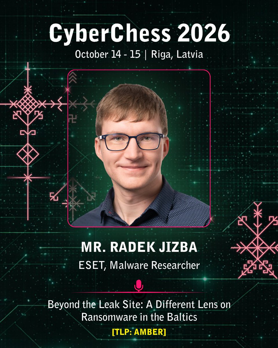 certlv's tweet photo. #CyberChess2026 blokā “Kiberatturēšana” 14.oktobrī uz #CyberStory skatuves - kādi instrumenti palīdz atturēt kiberuzbrucējus un kas slēpjas aiz izspiedējvīrusu un kiberkrāpšanas ekosistēmām.
📅 Programma: https://t.co/rqj3X59Rag https://t.co/yDsPczlcLj