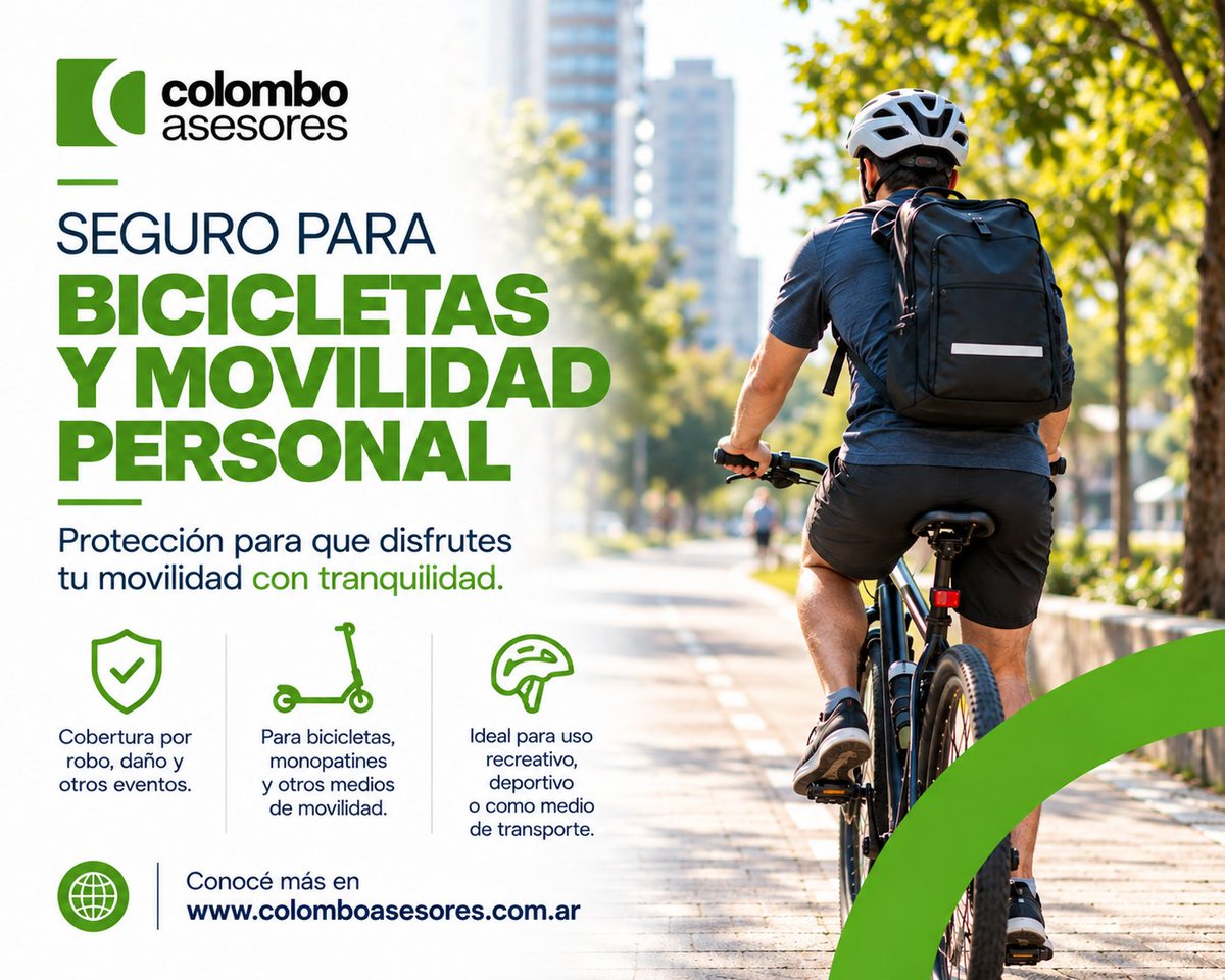 colomboasesores's tweet photo. Bicicletas y movilidad personal también pueden estar protegidas. 
Elegí una cobertura adecuada a tu forma de moverte. Conocé más:
https://t.co/pJzS8dQnzK https://t.co/txZhd14zFG