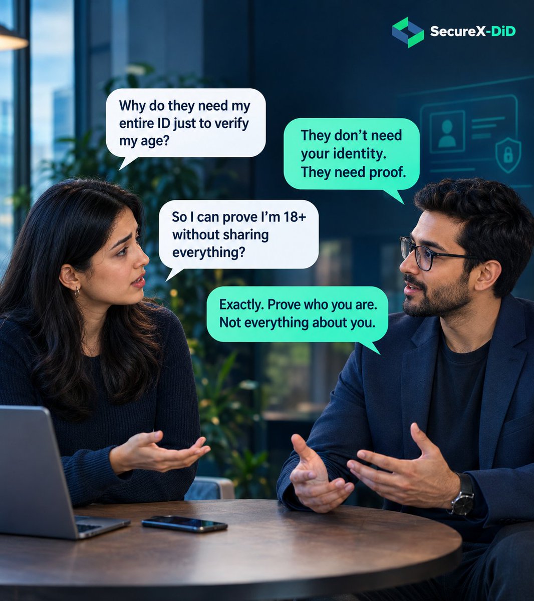 Secure_DApp's tweet photo. We often share more personal information than the situation actually requires.

But identity verification doesn't always have to mean handing over your entire identity.

With SecureX-DiD, the idea is simple: prove what needs to be verified, without exposing everything else.

Your identity should not become someone else's data just because you needed to prove one thing.

SecureX-DiD | Proof without exposure.: https://t.co/xP6XcvPLEk

#DigitalIdentity #SelfSovereignIdentity