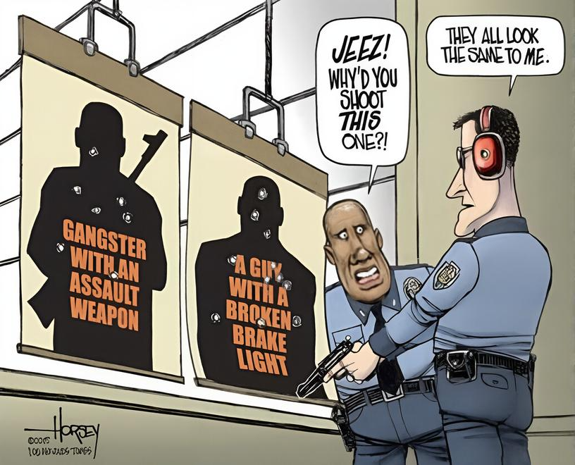 PoliceThePolic1's tweet photo. Trained To Be A 🔨 Everything Looks Like A Nail

💡 This cartoon nails the systemic rot: when police conditioning blurs the line between threat and inconvenience, every citizen becomes a silhouette. https://t.co/RJTvg21RNl