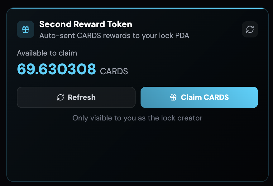 CardCatCards's tweet photo. Our 3 locked @StakePointApp Treasury vaults have started to accumulate solana:CARDSccUMFKoPRZxt5vt3ksUbxEFEcnZ3H2pd3dKxYjp tokens.

Our plan is to claim the rewards accrued to these vaults periodically and move them to our Prize draw wallet here: 8wWAzbnSBP39FcAPTyG4reXJwuoxCgrjzX7prmpF59s where the solana:CARDSccUMFKoPRZxt5vt3ksUbxEFEcnZ3H2pd3dKxYjp will be converted to USDC and used for Gacha draws for $CARDCAT holders.