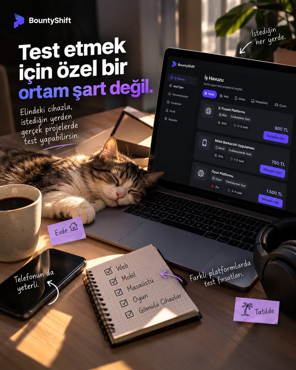 bountyshifts's tweet photo. Test etmek için özel bir ortam şart değil. 🔍
📱 Mobil
🌐 Web
🖥️ Masaüstü
🎮 Oyun
Cihazına uygun gerçek test projelerini keşfet, istediğin yerden sürece dahil ol.
Sen hangisini test etmek isterdin? 👇
#BountyShift #SoftwareTesting #QA https://t.co/Eh7OVUzRdZ