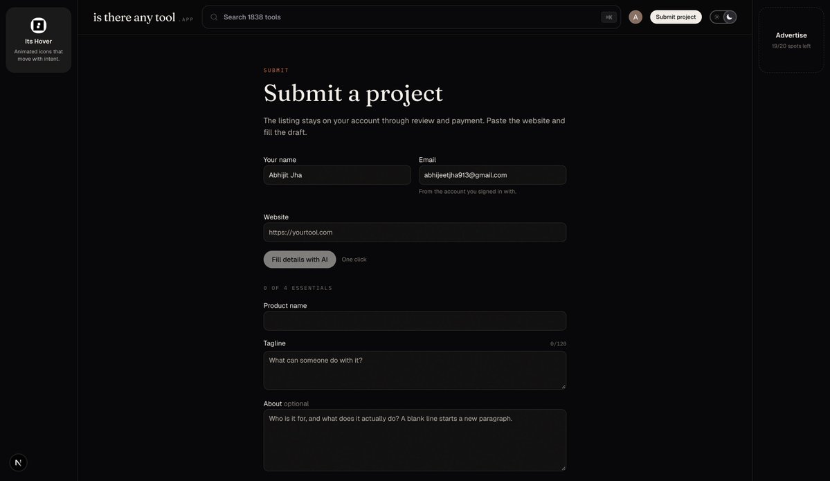 abhijitwt's tweet photo. YAAAAAAAEEEEEHHHHHHH, we are LIVE!!!

Submit your product → Jev decides whether it stays → if it makes the cut, you get a free backlink from a DR 19 domain.

Submit yours:
https://t.co/JYmsb2ziCp https://t.co/82jCYMnO2E