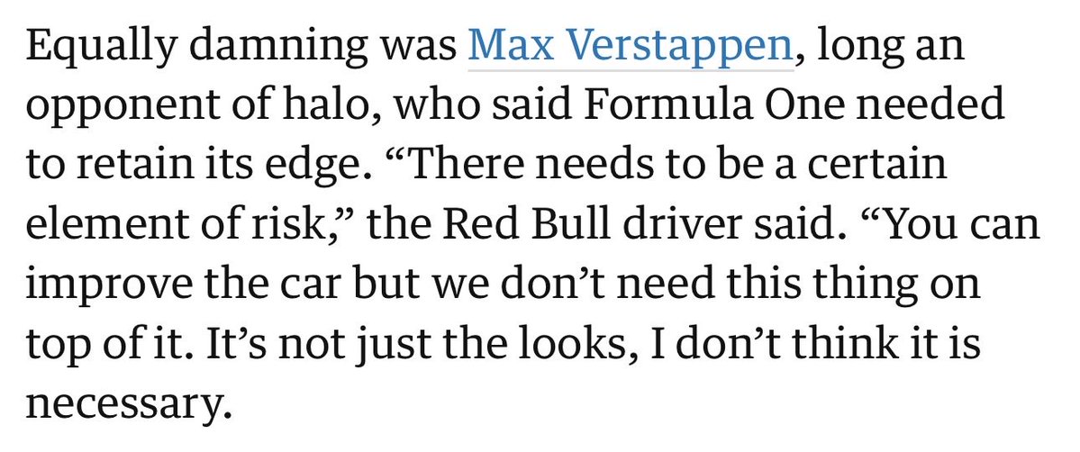kiiluren's tweet photo. and guess who was against the halo which has literally saved lives of so many f1 drivers. sometimes it’s better to keep your mouth shut if you don’t know what you’re talking about. https://t.co/PGZKqpFuRk