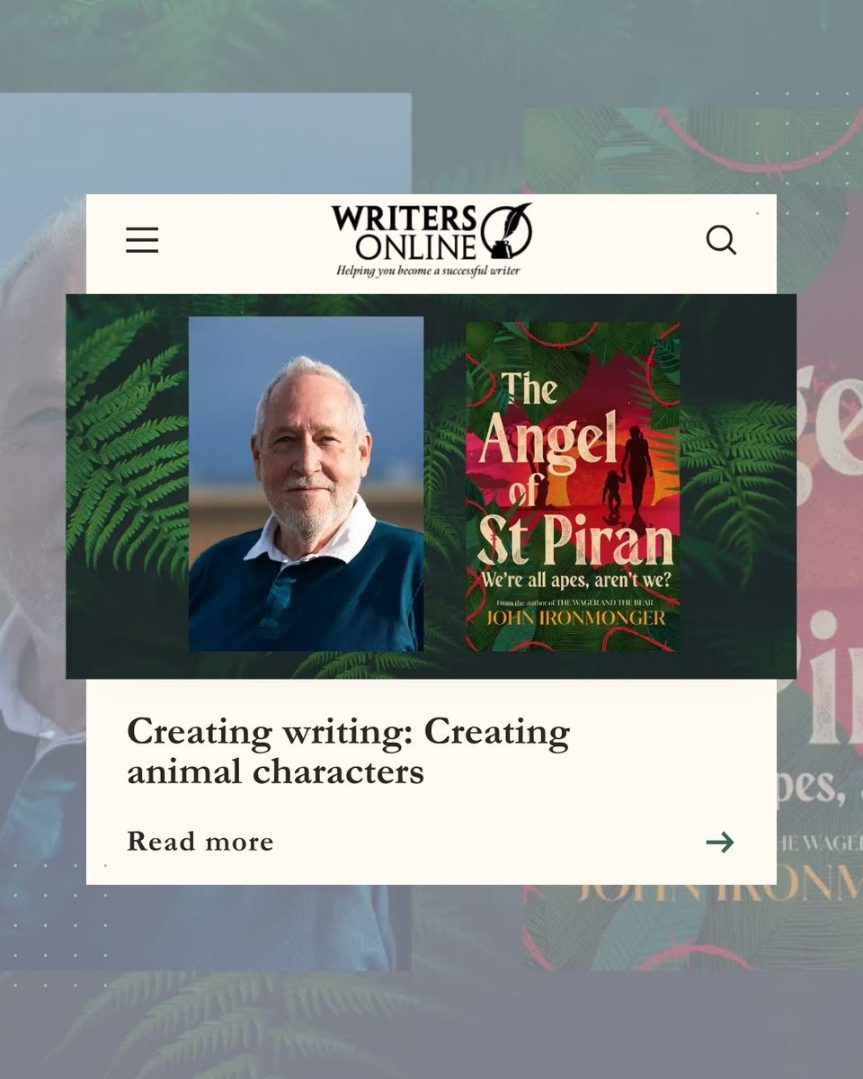 WritingMagazine's tweet photo. ‘Never work with children or animals,’ That was WC Field’s advice. But this advice was aimed at actors. It can’t apply to writers. Can it?

John Ironmonger explores how he created the chimpanzee characters for his novel, The Angel of St Piran. https://t.co/02JJkco3N1 https://t.co/myzkypQl4q