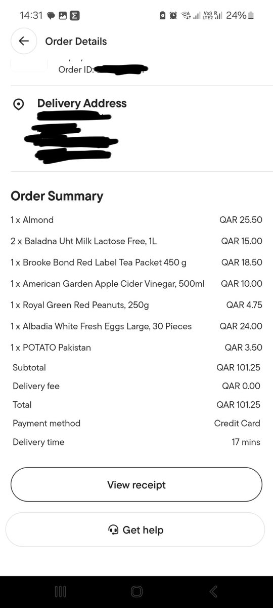 johnsonkevin_'s tweet photo. Talabat is refusing to refund for the missing item despite the item not being available at the store. Not billed by the store as well. Customer service says they can't refund it. @Talabat #talabatqatar https://t.co/kVqbMqsGBt
