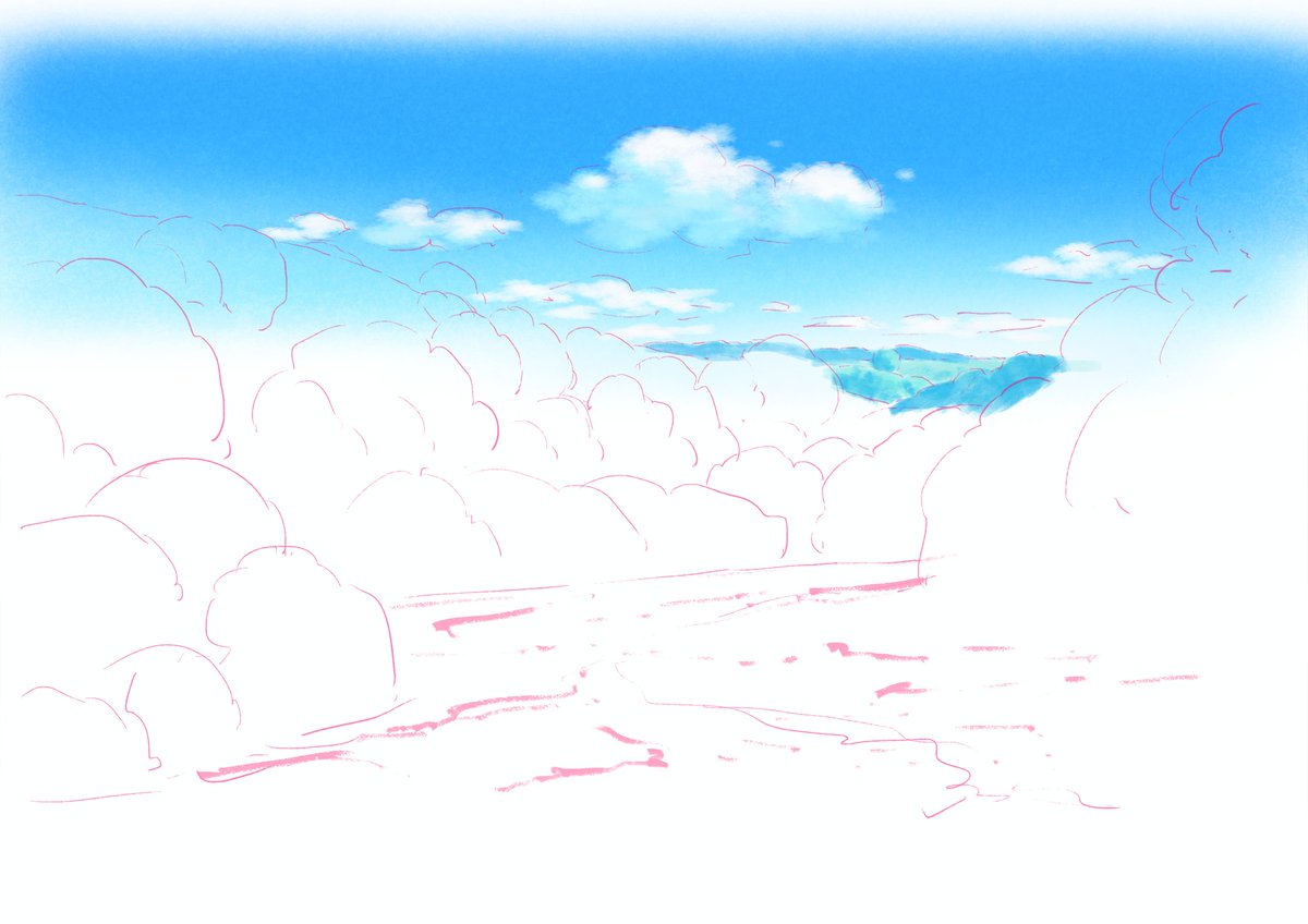 kynemuro's tweet photo. 遠景→中景→近景→完成
4年前の絵ですが作業途中のデータが残っていました。5枚のレイヤーでできています。 https://t.co/gjDPYwQDy3