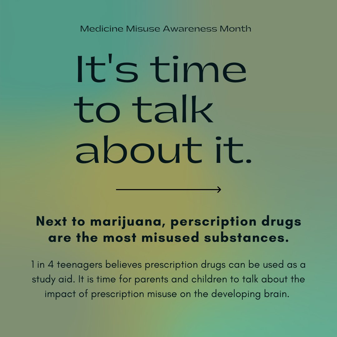KeystoneYork's tweet photo. October is Medicine Misuse Awareness Month. Take time to learn the facts about prescription drug misuse and start important conversations with the youth in your life. Awareness today can help prevent misuse tomorrow.

#MedicineMisuseAwarenessMonth #KeystoneYork https://t.co/khPHip6rdu