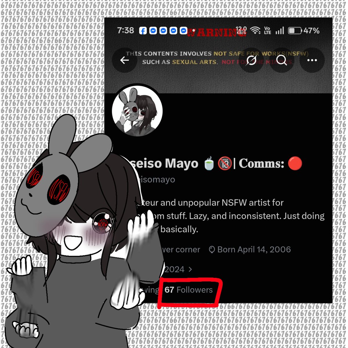 Unseisomayo's tweet photo. 67 followers lesgo 🎊🎉 https://t.co/cQkr1pPitg