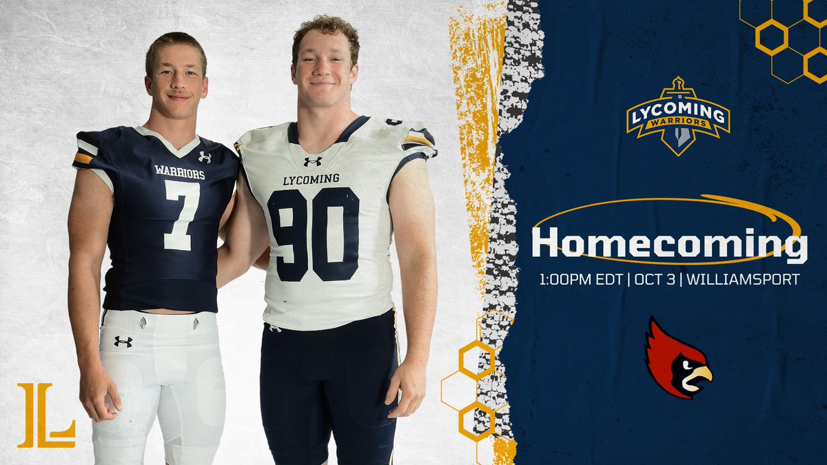 lycoathletics's tweet photo. It's HOMECOMING! Join us as Lycoming College Football takes on the Catholic Cardinals at Williamsport. Kickoff at 1:00 PM EDT. https://t.co/lwi4X5MCx4